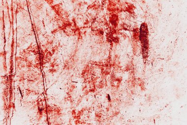 Koyu kırmızı lekeli eski beton zemin ve duvar - Korkunç Grunge Dehşet Atmosferi