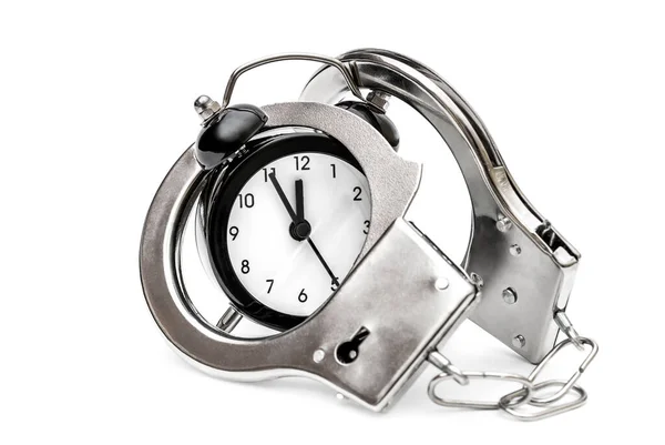 白い手錠をかけた時計 — ストック写真