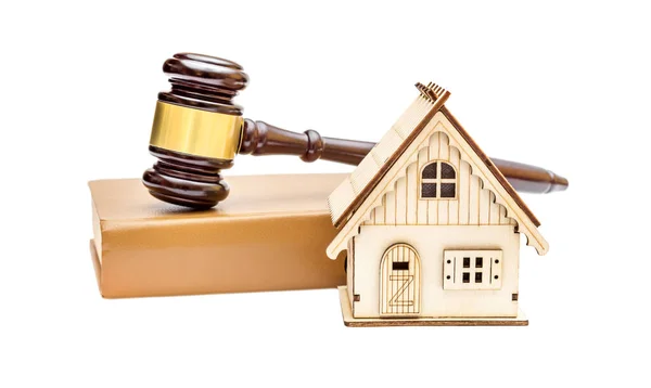Real Estate Law House Auction Model House Gavel Law Book — Stock Photo, Image