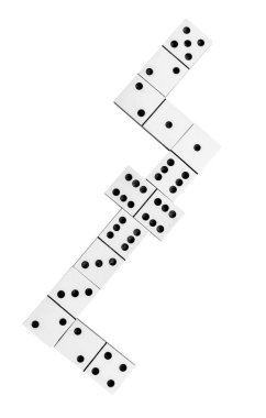 Beyaz arka planda Domino oyunu. Üst görünüm.