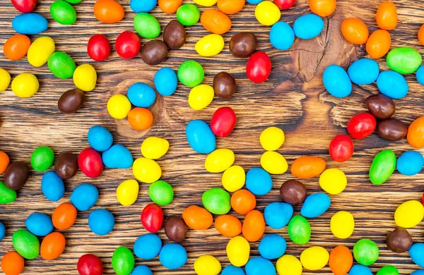 Background Colorful Candies Wooden Table — Stock Photo, Image