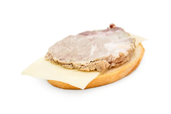 Сендвіч Шматочком Копченого Яса Сиру Білому — стокове фото
