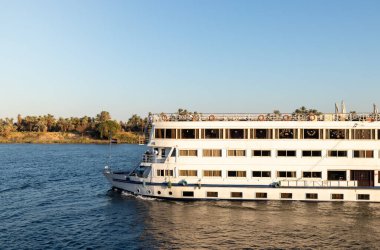 Boat cruise sailing the river in Africa as tourist atracttion in Egypt