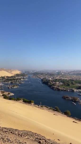 Vertical Beautiful Calm View Egypt Landscape Scenery Blue Sky Panorama — Stock Video
