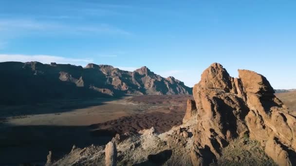 Panoramisch Uitzicht Drone Van Majestic Sunlight Verlicht Teide Mountain Range — Stockvideo