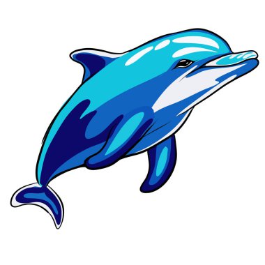 Yunus şirin karikatür balık beyaz arkaplan çizimi