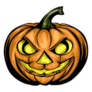 Cadılar bayramı balkabağı başı beyaz arkaplan illüstrasyonu