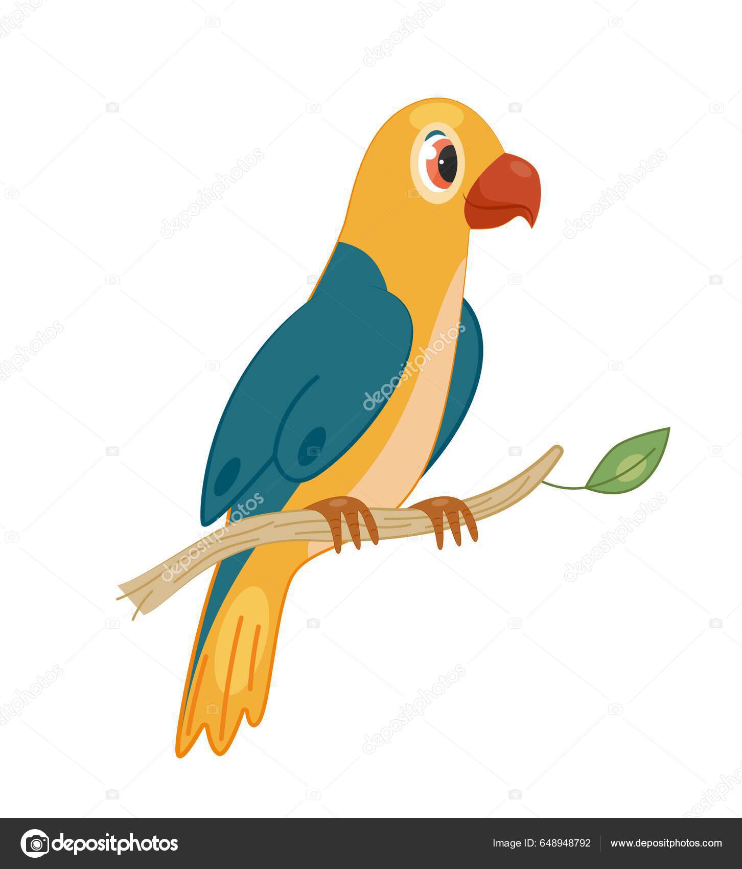 Afrikansk Papegøye Flerfarget Blå Gul Fugl Med Rødt Nebb Sitter –  stockvektor ©mymentalhealth 648948792