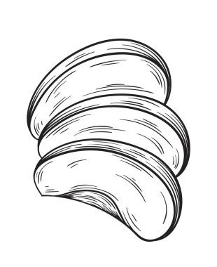 Elle çizilmiş elma dilimi. Yaratıcılık ve sanat. Site için poster ya da afiş, kumaş üzerine yazdırma için grafik ögesi. Doğal ve organik ürün, vitaminler ve eser madde. Çizgi film düz vektör çizimi