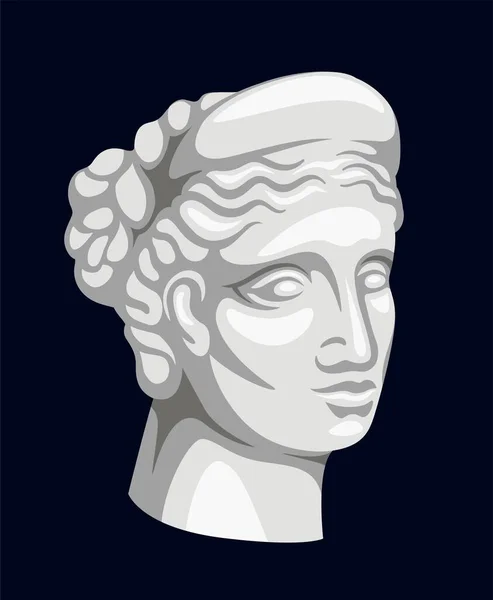 美術品の彫像 ローマ人やギリシャ人の若い男性または女性の時代の胸像 創造性と芸術 ウェブサイトのポスターやバナー 漫画フラットベクトルイラスト — ストックベクタ