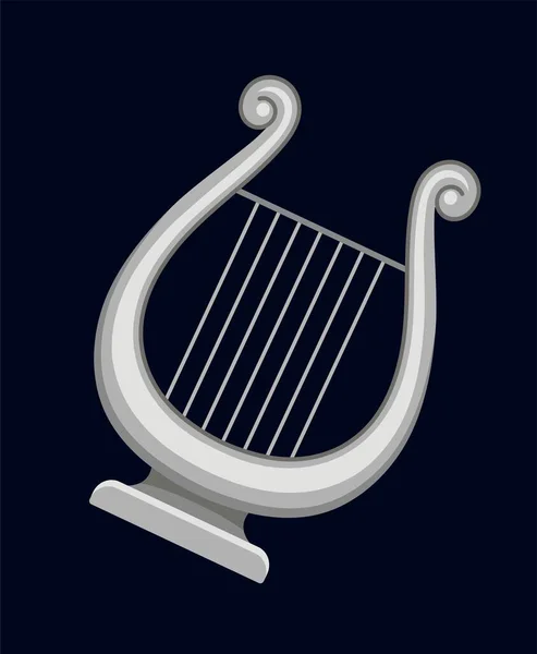 Objet Art Harpe Instrument Musique Vintage Gris Cordes Élément Graphique — Image vectorielle