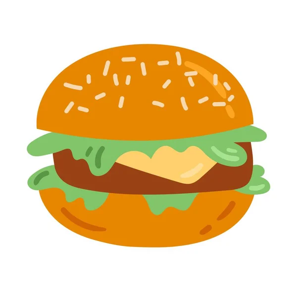 Ícone Hambúrguer Churrasco Hambúrguer Cheeseburger Pão Com Costeleta Queijo Fast — Vetor de Stock