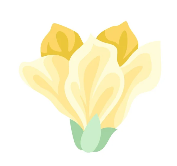 Schöne Gelbe Blume Pflanze Mit Großen Blättern Und Blütenblättern Aufkleber — Stockvektor