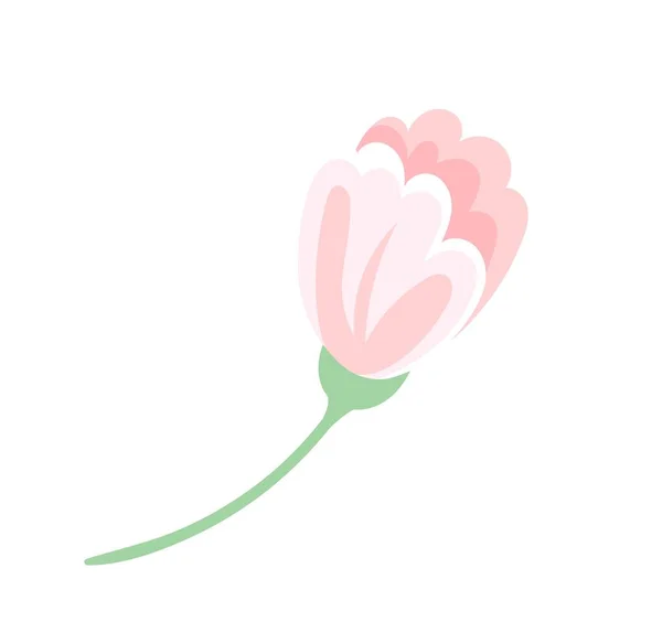 美しいピンクの花 生物学 植物学と植物学 ソーシャルネットワークやメッセンジャーのステッカー 美学と優雅さ ロマンチックな贈り物 プレゼントや驚き 漫画フラットベクトルイラスト — ストックベクタ