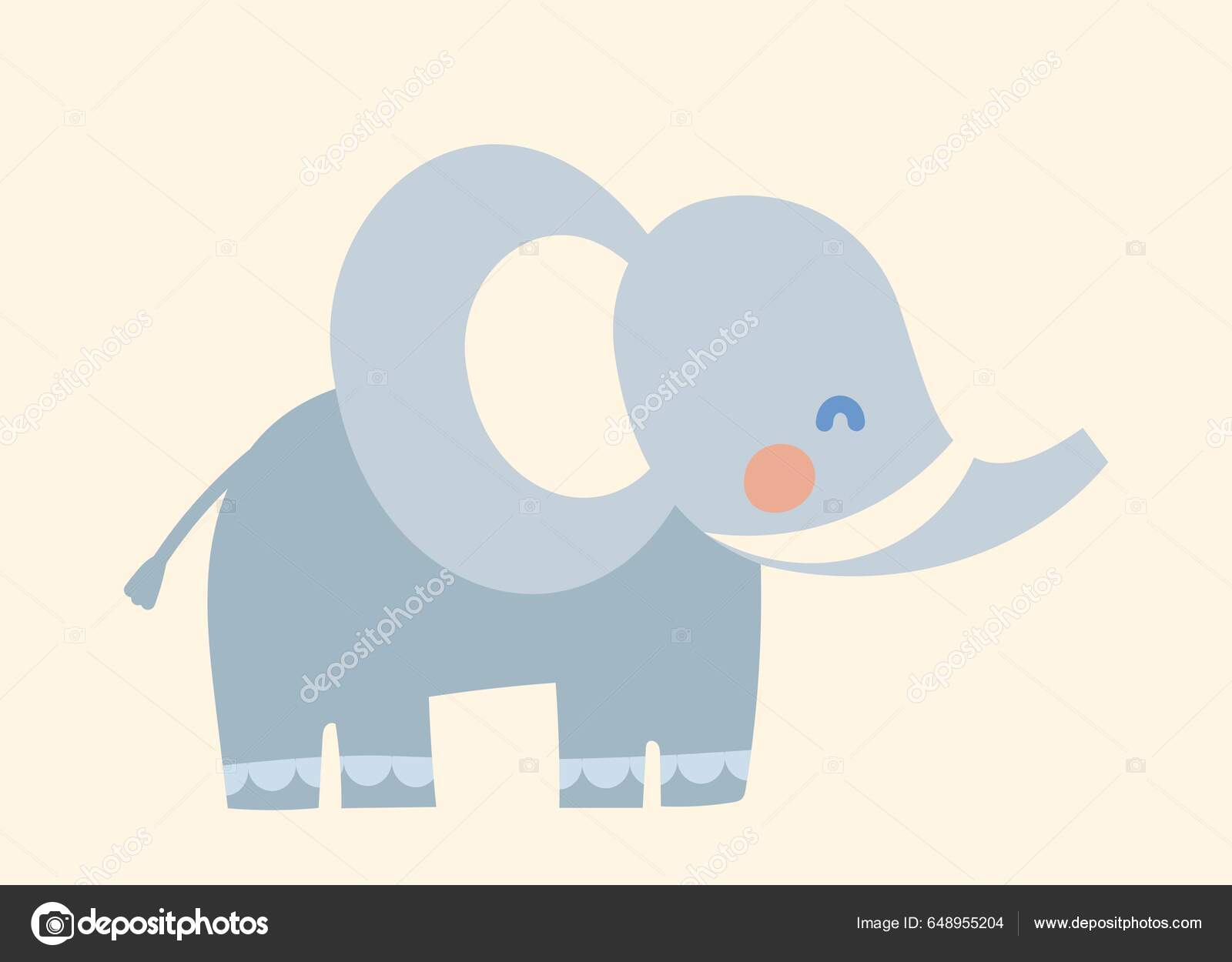 可爱的大象图标有大耳朵和树干的大动物儿童教育材料生物和动物野生动物热带和热带草原玩具或吉祥物卡通平面矢量插图, image size:1600x1250