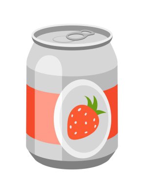 Çilekli soda ikonu. Doğal ve organik ürünlerden meyve suyu, taze böğürtlen. Vitaminler ve yararlı elementler. Egzotik ve tropikal ülkelerde rahatlama sembolü. Çizgi film düz vektör çizimi