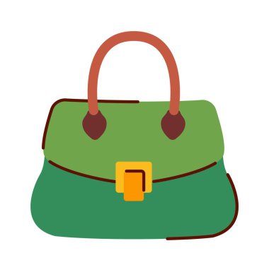 Çiftlik çantası ikonu. Doğal ve organik ürünleri hasat etmek, taşımak için gerekli malzemeler. Suç ortağı. Moda, moda ve tarz. Sosyal ağlar ve kuryeler için etiket. Çizgi film düz vektör çizimi