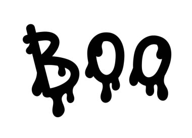 Cadılar Bayramı silueti. Mürekkep sızdıran korkunç bir yazı. Yaratıcılık ve sanat. Sosyal medya etiketi. Uluslararası korku ve dehşetin sembolü. Çizgi film düz vektör çizimi