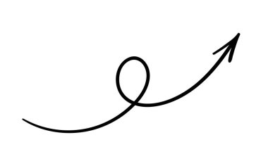 Elle boyanmış ok. Eğri çizgi, çizim ve kalem çizimi. Sosyal medya ve kuryeler için etiket. Kaligrafi, yaratıcılık ve sanat. Sembol yukarı. Simge ve rozet. Çizgi film düz vektör çizimi