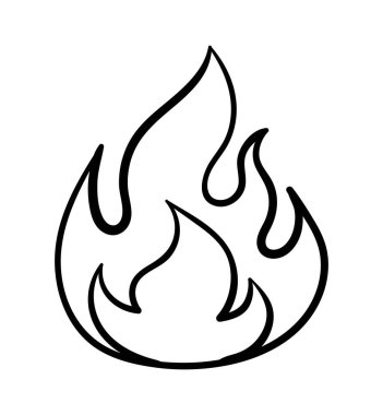 Elle boyanmış ateş. Sosyal ağlar için etiket. Minimalist yaratıcılık ve sanat. Programlar, oyunlar ve uygulamalar için arayüz ögesi. Kuryeler için tepkiler. Çizgi film düz vektör çizimi