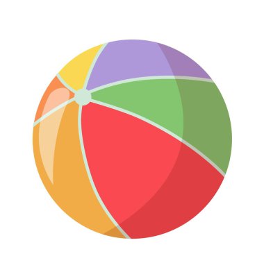 Şirin lastik top. Spor ve aktif eğlence envanteri. Web sitesi için grafik ögesi. Tropikal ve egzotik ülkelerde yaz tatili ve eğlence sembolü. Çizgi film düz vektör çizimi