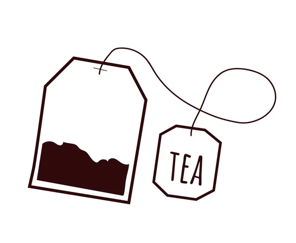 Ikona Torebki Herbaty Pyszne Liście Torbie Gorące Napoje Kawiarnia Lub — Wektor stockowy