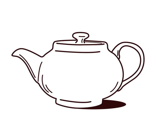 Ikona Dzbanka Herbaty Białe Naczynia Ceramiczne Naczynia Kuchenne Gorące Napoje — Wektor stockowy