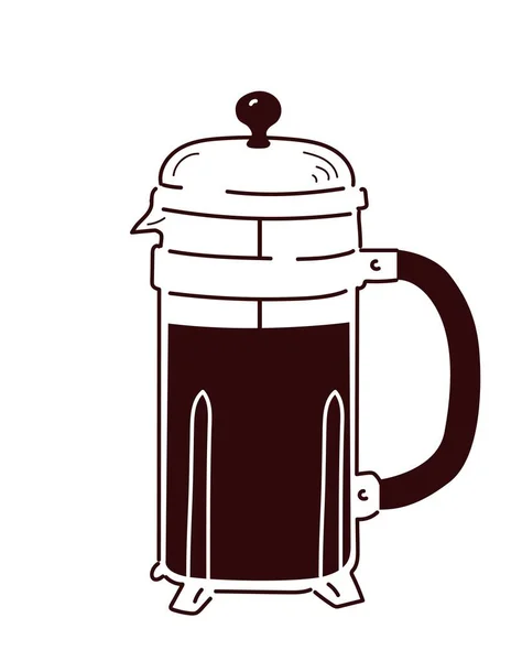 Een Kan Koffie Icoon Glaswerk Met Thee Andere Warme Drank — Stockvector