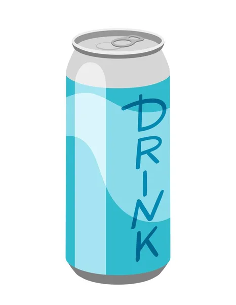 Ícone Bebida Fria Lata Alumínio Com Padrões Azuis Inscrição Modelo —  Vetores de Stock