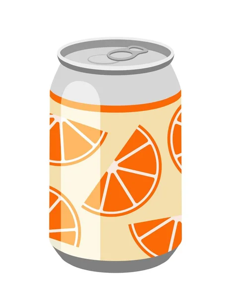 Icône Boisson Orange Boite Aluminium Avec Soda Cocktail Pays Tropicaux — Image vectorielle