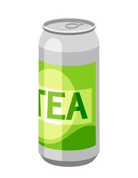 Εικόνα Παγωμένου Ποτού Κουτί Αλουμινίου Πράσινα Αφηρημένα Μοτίβα Και Τσάι — Διανυσματικό Αρχείο