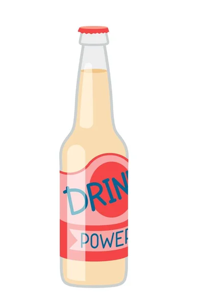 Ikona Zimnego Napoju Butelka Szklana Świeżym Koktajlem Lub Sodą Alkoholem — Wektor stockowy