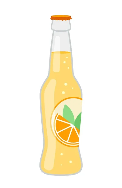 Ikona Zimnego Soku Pomarańczowego Butelka Szklana Koktajlem Lub Sodą Orzeźwiający — Wektor stockowy