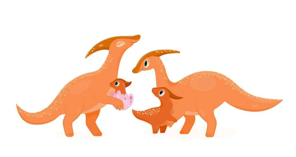 귀여운 엄마와 어머니와 아버지 사이에 신생아가 오렌지 도마뱀의 사이트 포스터 — 스톡 벡터