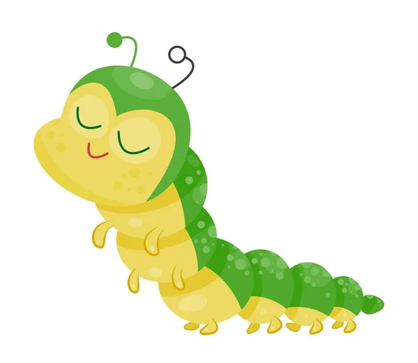 Cute Centipede Character Green Adorable Charming Insect Sticker Social Networks — Stock Vector