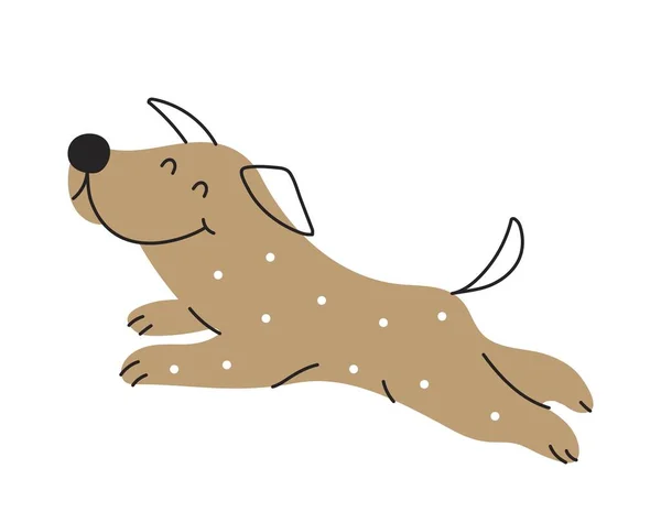 灰色のかわいい犬 チャーミングで愛らしい子犬は嘘と笑顔 幸せなペット 子供用のおもちゃやマスコット 布に印刷するための最小限のグラフィック要素 漫画フラットベクトルイラスト — ストックベクタ