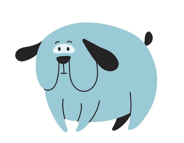 Blå Söt Doodle Hund Stor Och Rund Valp Fett Husdjur — Stock vektor
