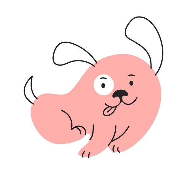 Rosa Söt Doodle Hund Minimalistiskt Klistermärke För Sociala Nätverk Och — Stock vektor