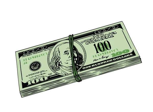 Пачка Долларов Финансовая Грамотность Экономика Символ Богатства Власти Сто Долларов — стоковый вектор