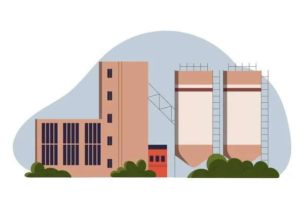 Beige Fabrieksconcept Grote Gebouwen Waterreservoirs Wolkenkrabbers Architectuur Huizen Grafisch Element — Stockvector