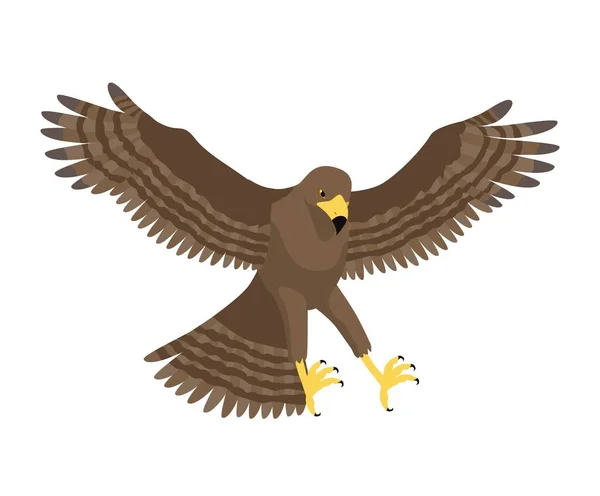 Icono Águila Marrón Ave Voladora Baja Altitud Aterriza Lindo Animal — Archivo Imágenes Vectoriales
