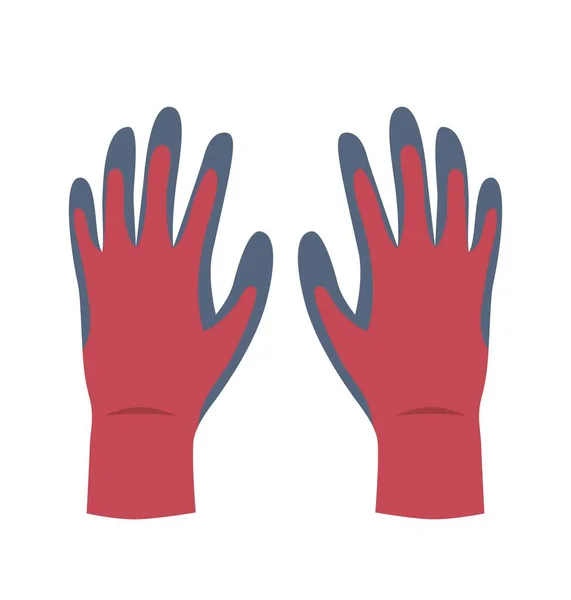 红色花园手套 纺织品 棉花或橡胶配件 以保护双手不受树枝 泥土和雨水的影响 在私人领域从事舒适工作的库存 卡通平面矢量插图 — 图库矢量图片
