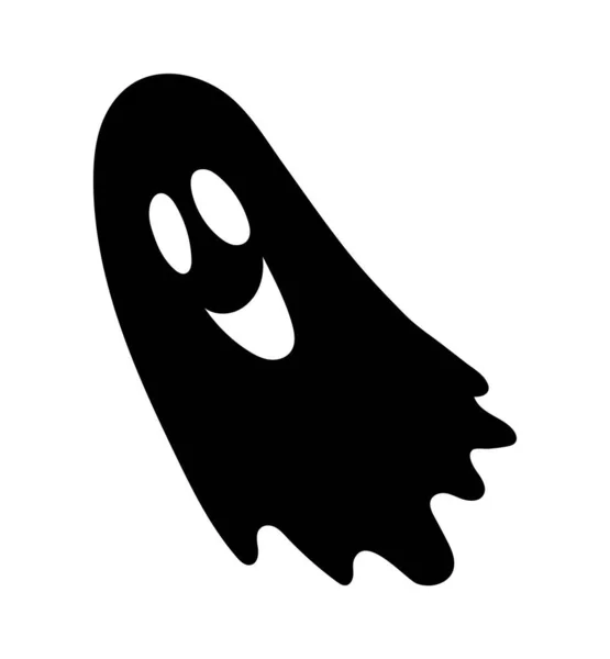 Sylwetka Ducha Halloween Abstrakcyjny Duch Czarny Minimalistyczny Logotyp Naklejka Portale — Wektor stockowy