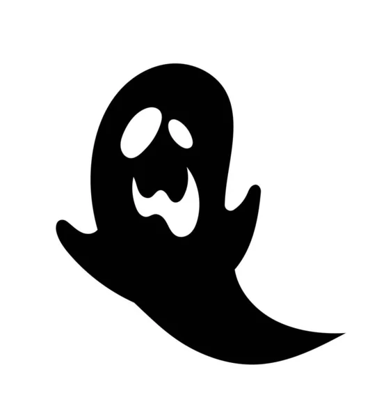 Halloween ghost silhouette. Terrible character trying to scare someone. Symbol of fear, phobias and horror. Emotions and facial expressions, mood and feelings. Cartoon flat vector illustration