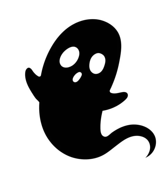 Halloween Spöksiluett Anden Försöker Skrämma Klistermärke För Sociala Nätverk Och — Stock vektor