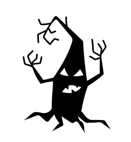 Sylwetka Drzewa Halloween Mistycyzm Wyobraźnia Fantazja Straszna Roślina Próbuje Przestraszyć — Wektor stockowy