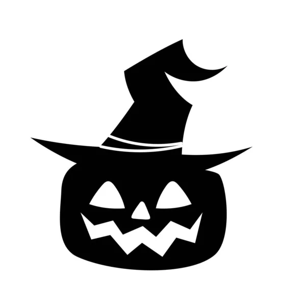 Labu Halloween Dengan Topi Siluet Fantasi Imajinasi Dan Mistisisme Sihir - Stok Vektor