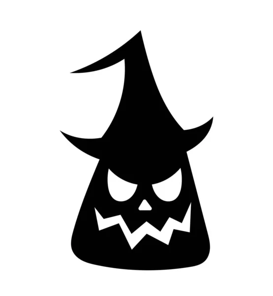 Halloween pumpkin in hat silhouette. Symbol of international and traditional holiday of fear and horror. Emotions and expresson, mood and emotions. Poster or banner. Cartoon flat vector illustration