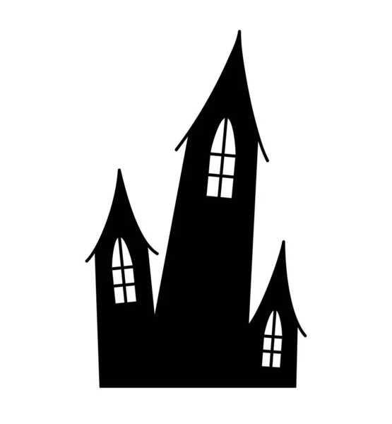 Sílhueta Castelo Halloween Símbolo Férias Outono Terríveis Arquitetura Antiga Construção —  Vetores de Stock