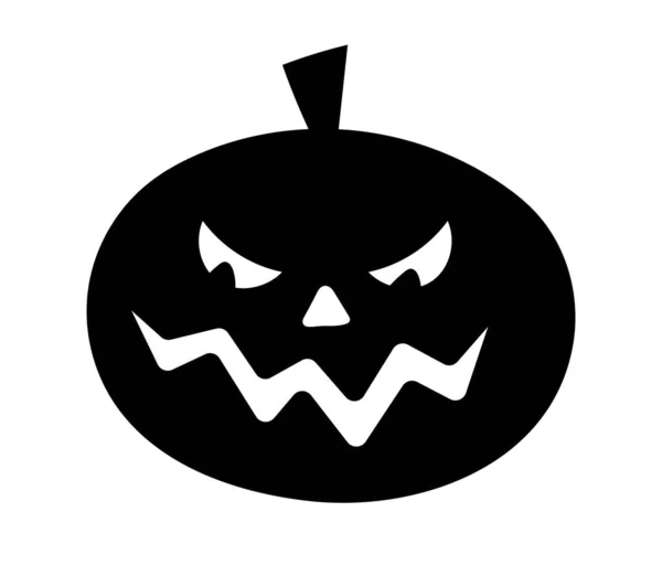 Siluet Labu Halloween Sayuran Dengan Wajah Berukir Menakutkan Reaksi Untuk - Stok Vektor
